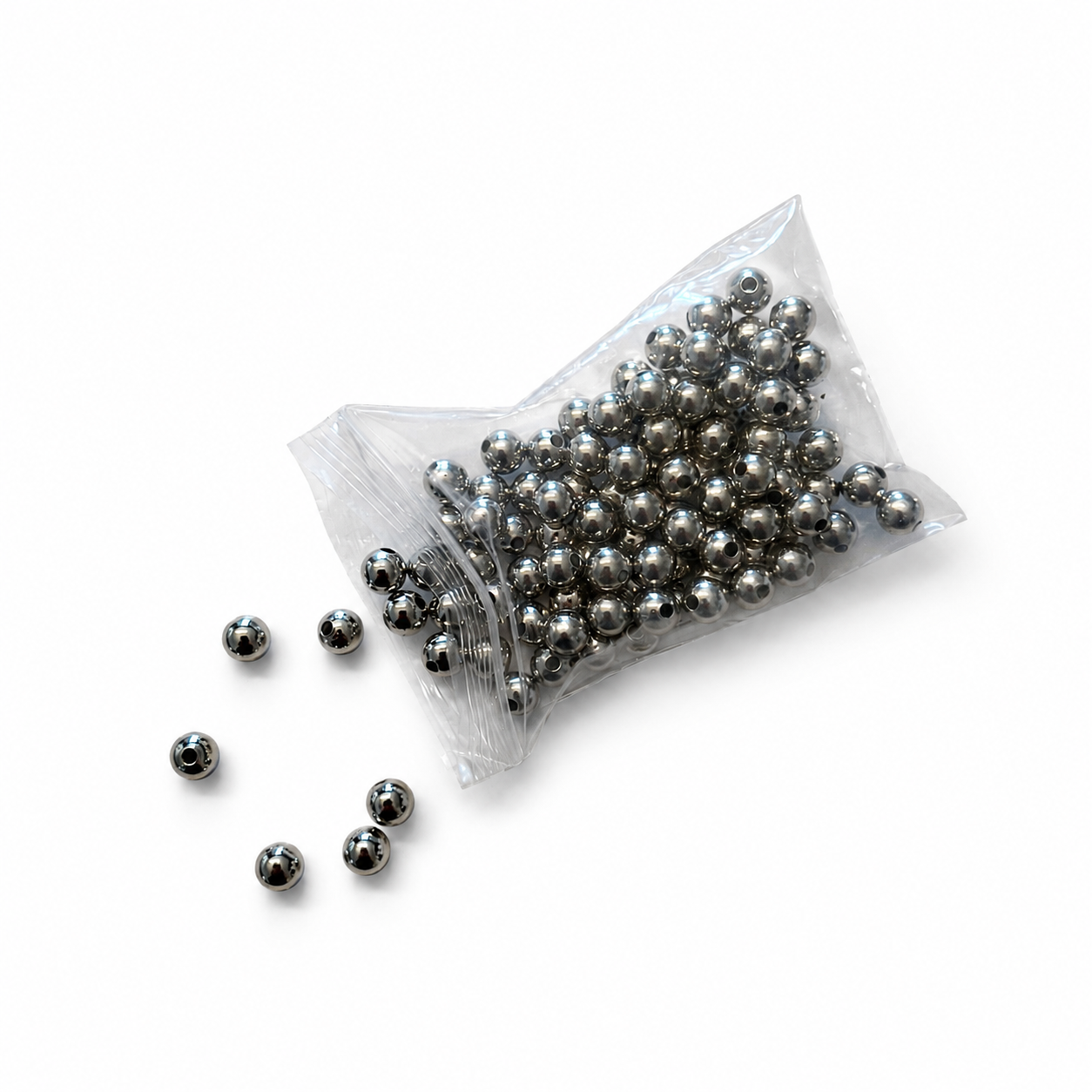 Hollow Brass Nickel Plated Beads